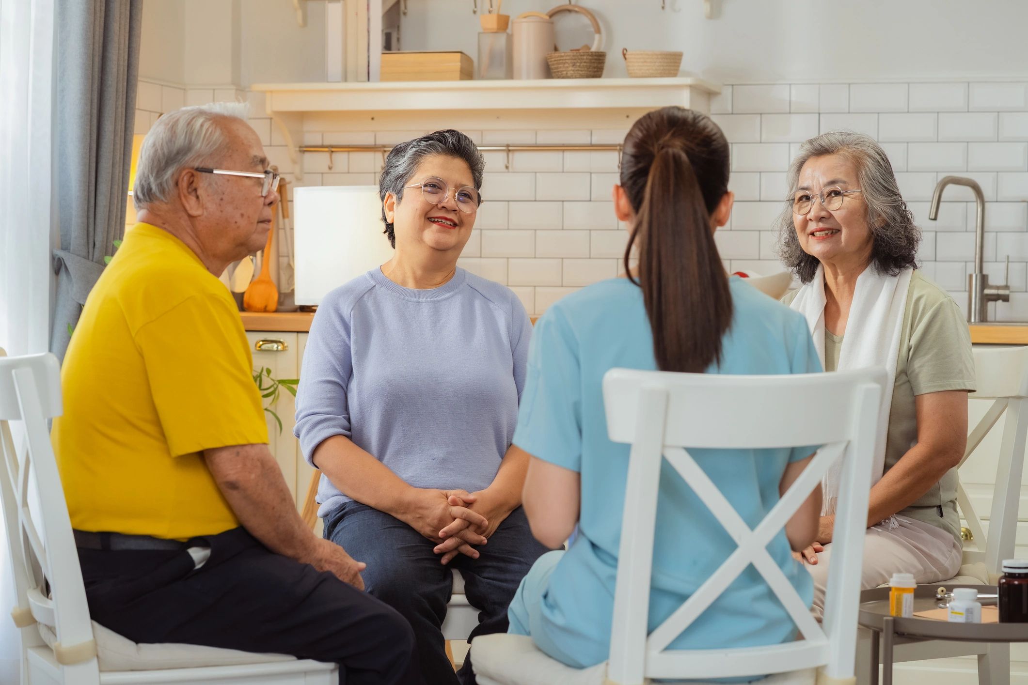 Supportive wellness group in a calm setting